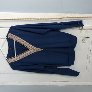 Navy blue top embroidered VNeck